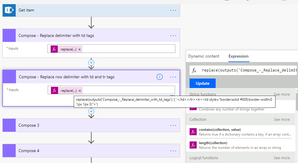 Create HTML Table From Delimited String In Microsoft FLOW